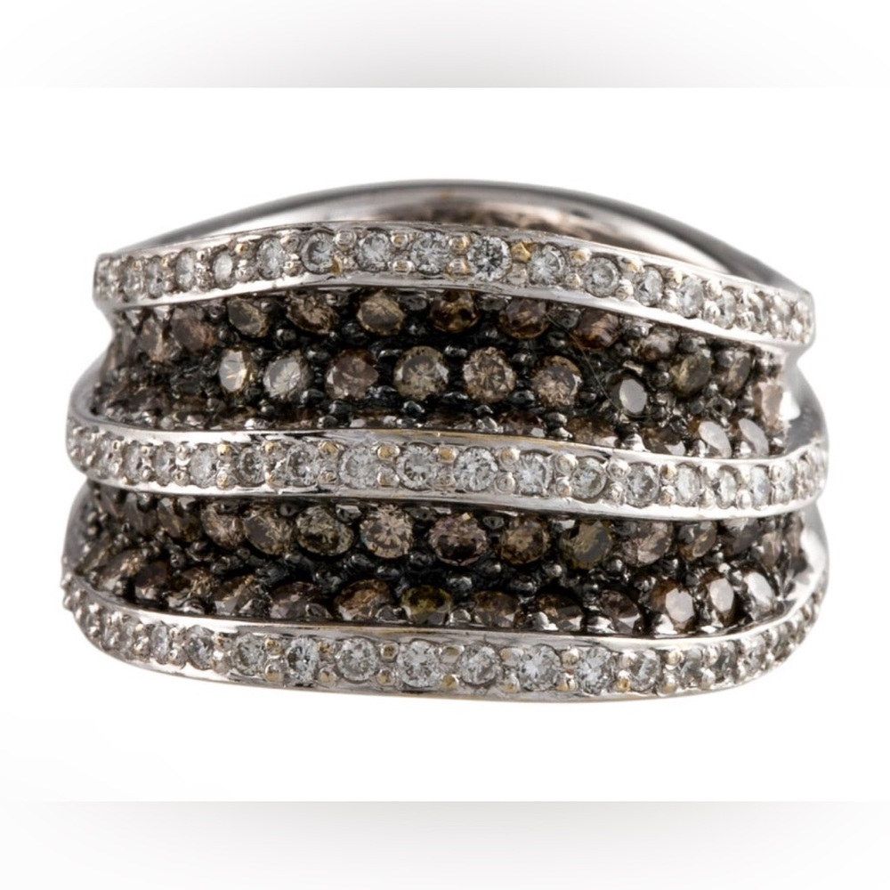18K Chocolate and White Natural Diamond Pavé Band Ring